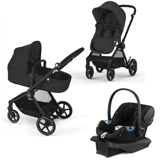 Cybex EOS 5-in-1 Travel System Stroller + Lightweight Aton G Infant Car Seat - Black / Moon Black - 522005671