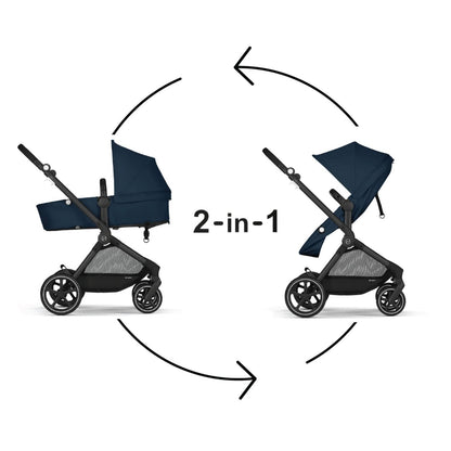 Cybex EOS 5-in-1 Travel System Stroller + Lightweight Aton G Infant Car Seat - Black / Ocean Blue - 522005675