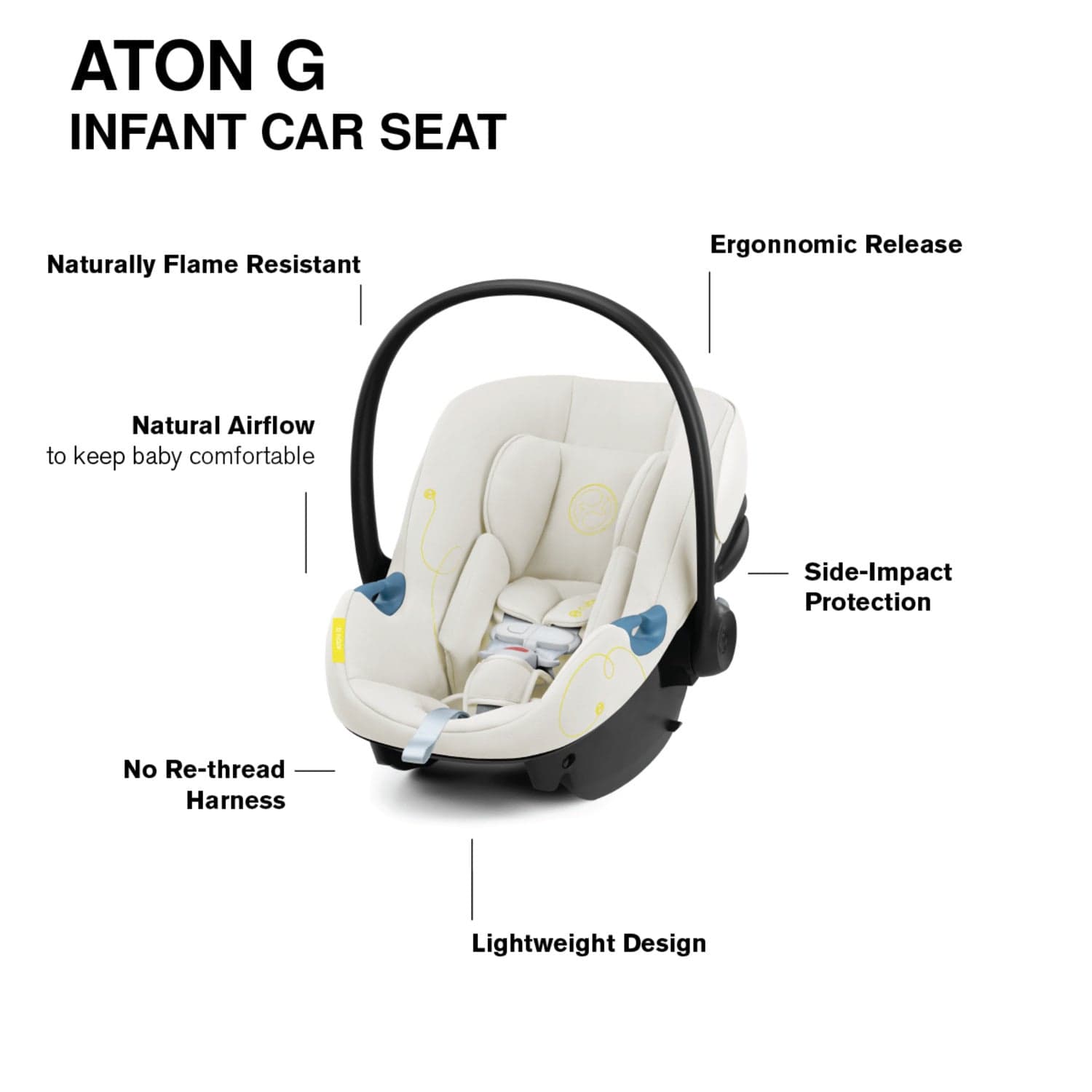 Cybex EOS 5-in-1 Travel System Stroller + Lightweight Aton G Infant Car Seat - Black / Seashell Beige - 522005677