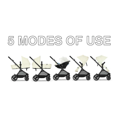 Cybex EOS 5-in-1 Travel System Stroller + Lightweight Aton G Infant Car Seat - Black / Seashell Beige - 522005677