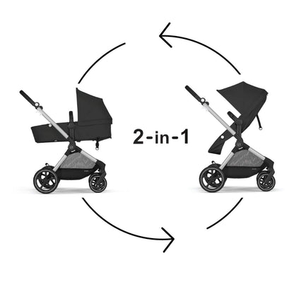 Cybex EOS 5-in-1 Travel System Stroller + Lightweight Aton G Infant Car Seat - Silver / Moon Black - 522005679