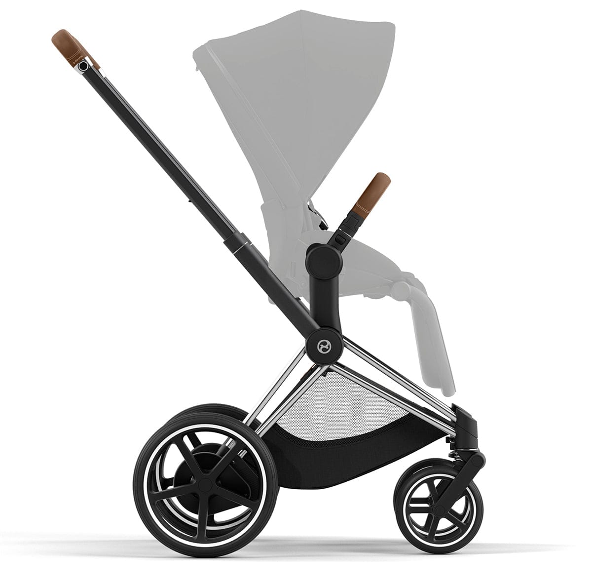 Cybex ePriam 2 Electronic Assist Stroller Frame - Chrome / Brown - 521003941