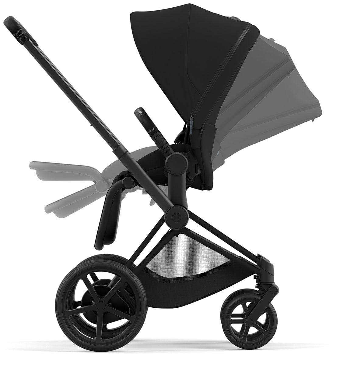 Cybex ePriam 2 Electronic Assist Stroller (One Box) - Matte Black / Black / Deep Black - 521004173