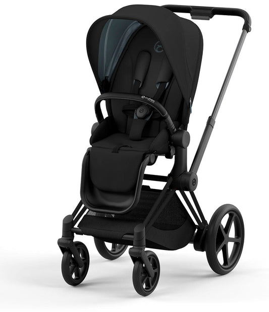 Cybex ePriam 2 Electronic Assist Stroller (One Box) - Matte Black / Black / Deep Black - 521004173