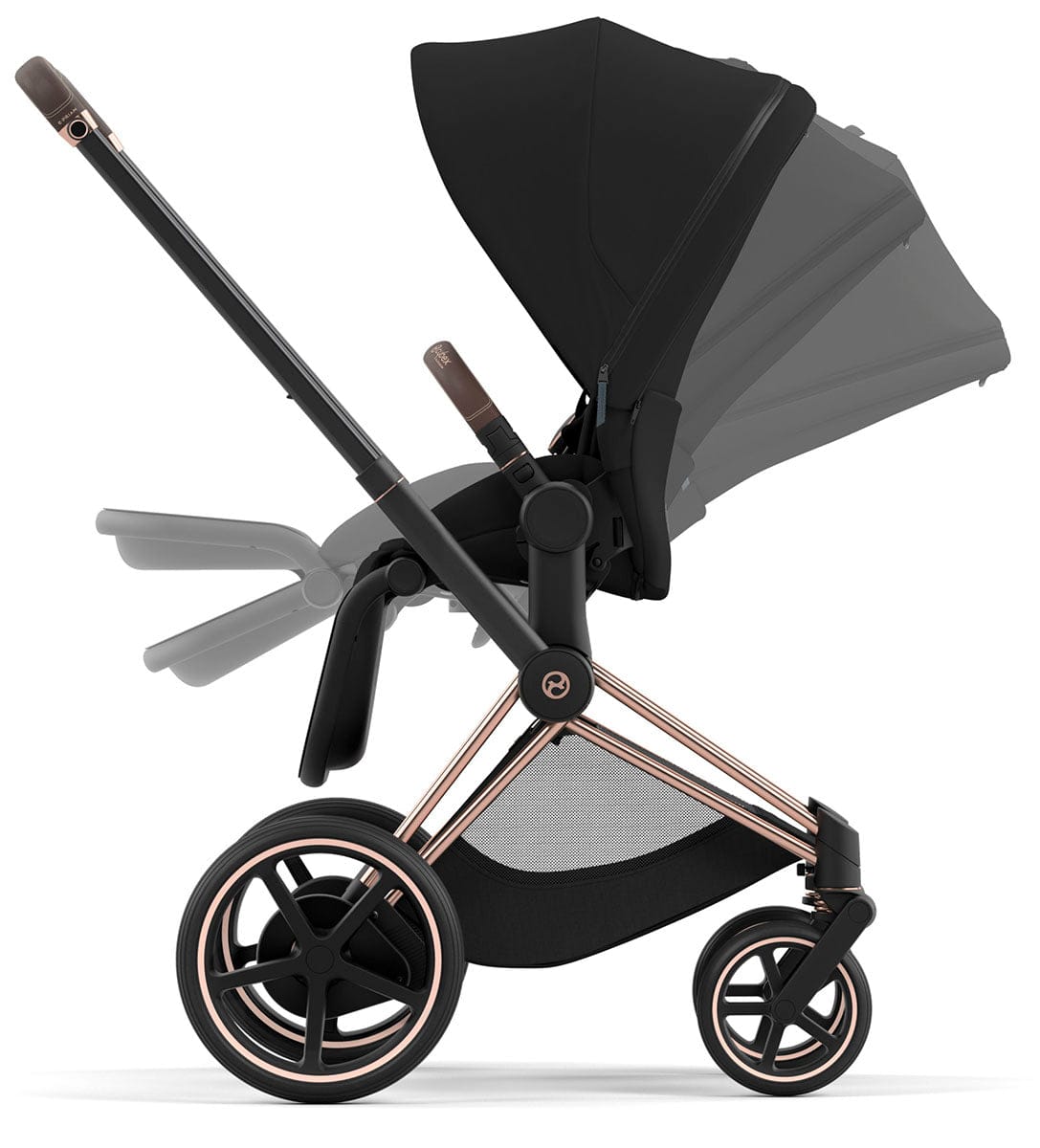 Cybex ePriam 2 Electronic Assist Stroller (One Box) - Rose Gold / Brown / Deep Black - 521004189