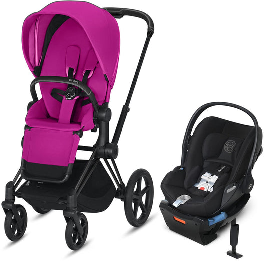 Cybex ePriam + Cloud Q SensorSafe Travel System - Matte Black / Fancy Pink / Stardust Black - 519003741-519003939