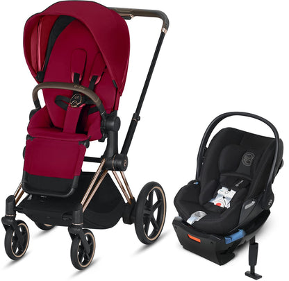 Cybex ePriam + Cloud Q SensorSafe Travel System - Rose Gold / True Red / Stardust Black - 519003339-519003939