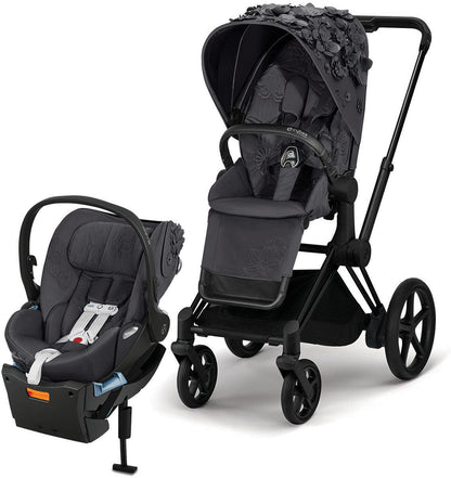 Cybex ePriam + Cloud Q Travel System Bundle - Simply Flowers - Dream Grey - TRVL-519002649-SF-GREY