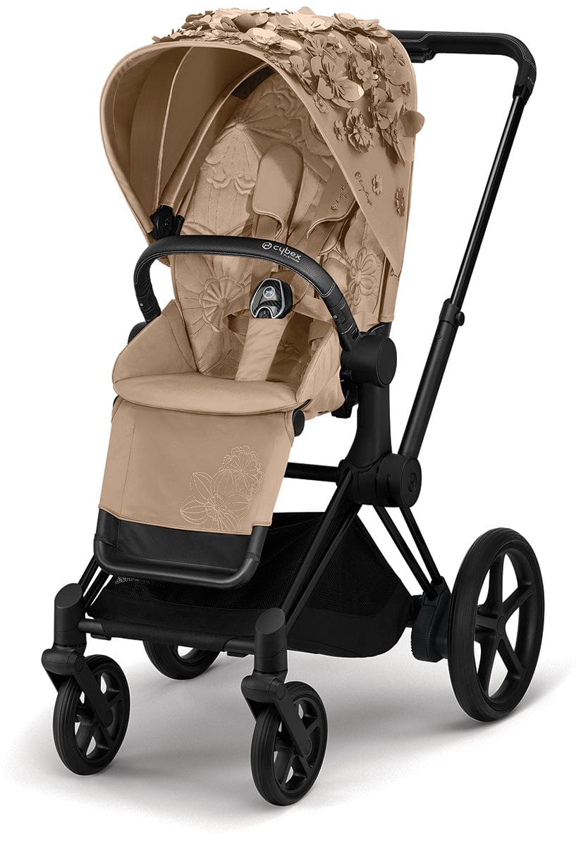 Cybex ePriam Complete Stroller Bundle - Simply Flowers - Nude Beige - 519002649-SF-BEIGE