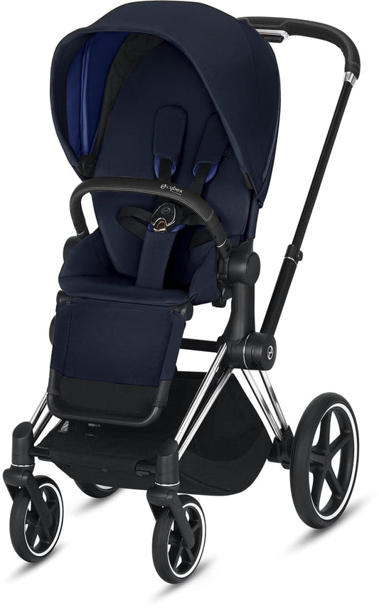 Cybex ePriam Electronic Assist Stroller - Chrome/Black/Indigo Blue - 519003539