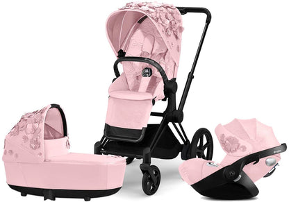 Cybex ePriam with Lux Bassinet + Cloud Q Travel System Bundle - Simply Flowers - Pale Blush - TRVL-519002649-B-SF-BLUSH