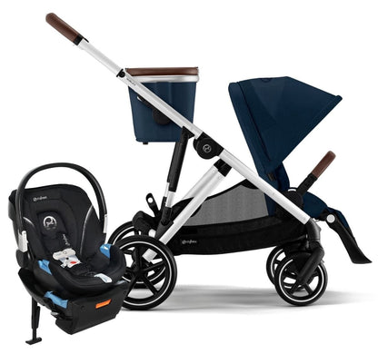 Cybex Gazelle S 2 + Aton 2 Travel System Bundle - Silver Frame / Ocean Blue / Lavastone Black - TS-522004817-519003595