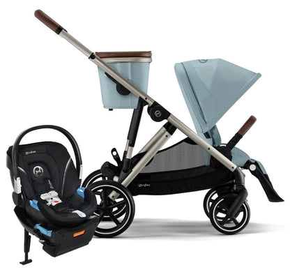 Cybex Gazelle S 2 + Aton 2 Travel System Bundle - Taupe Frame / Sky Blue / Lavastone Black - TS-522002365-519003595