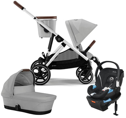 Cybex Gazelle S 2 + Cot + Aton 2 Travel System Bundle - Silver Frame / Lava Grey / Lavastone Black - COT-TS-522004815