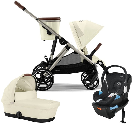 Cybex Gazelle S 2 + Cot + Aton 2 Travel System Bundle - Taupe Frame / Seashell Beige / Lavastone Black - COT-TS-522002367
