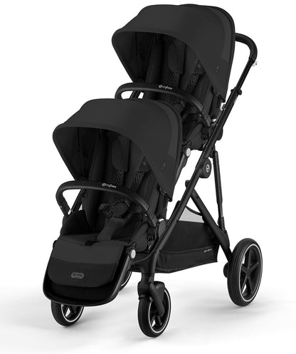 Cybex Gazelle S 2 Double Stroller Bundle - Black Frame / Moon Black - 522002357-522002369