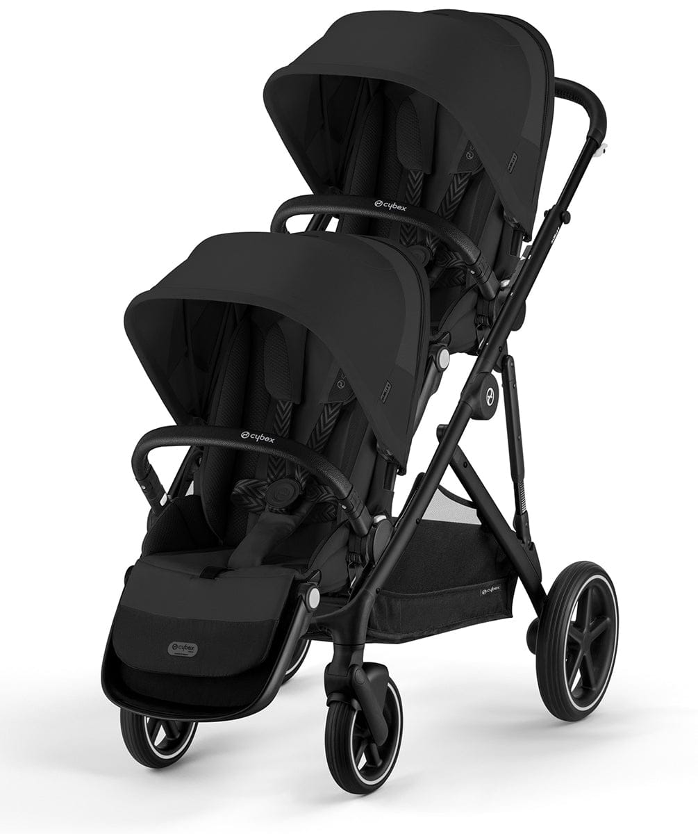 JJ様cybex Gazelle S双子用セット／2シート・新品バスケット Cybex Gazelle S Double Stroller Bundle - Black Frame / Moon Black