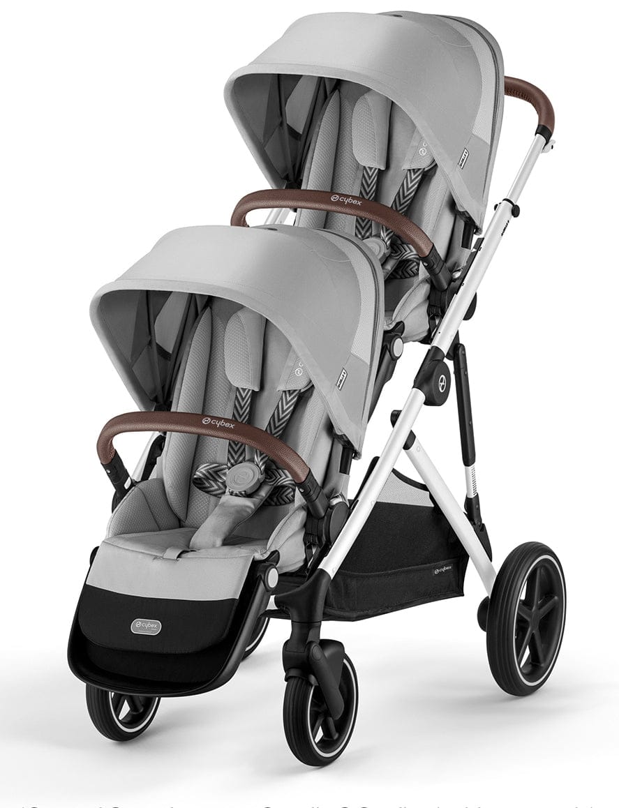 Cybex Gazelle S 2 Double Stroller Bundle - Silver Frame / Lava Grey - 522004815-522004821