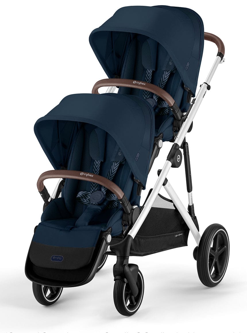 Cybex Gazelle S 2 Double Stroller Bundle - Silver Frame / Ocean Blue - 522004817-522004823