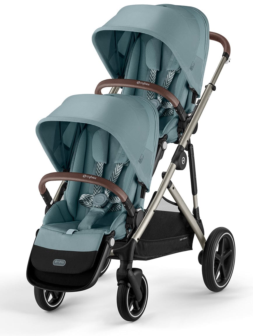 Cybex Gazelle S 2 Double Stroller Bundle - Taupe Frame / Sky Blue - 522002365-522002377