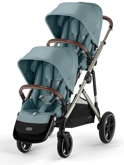 Cybex Gazelle S 2 Double Stroller Bundle - Taupe Frame / Sky Blue - 522002365-522002377