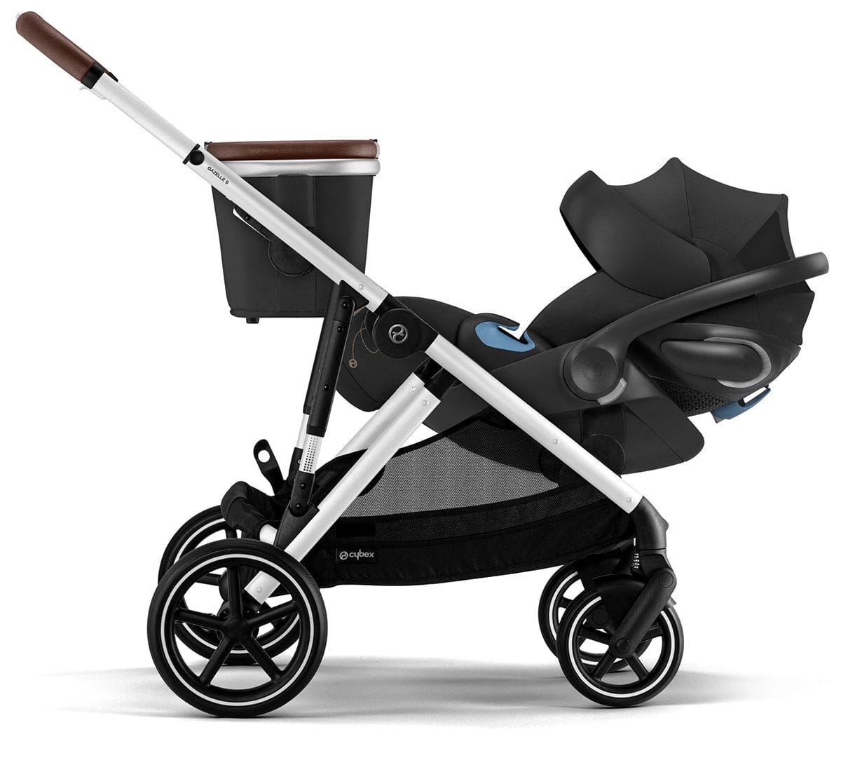 Cybex Gazelle S 2 + Cot + Aton 2 Travel System Bundle - Silver Frame / Lava Grey / Lavastone Black - COT-TS-522004815