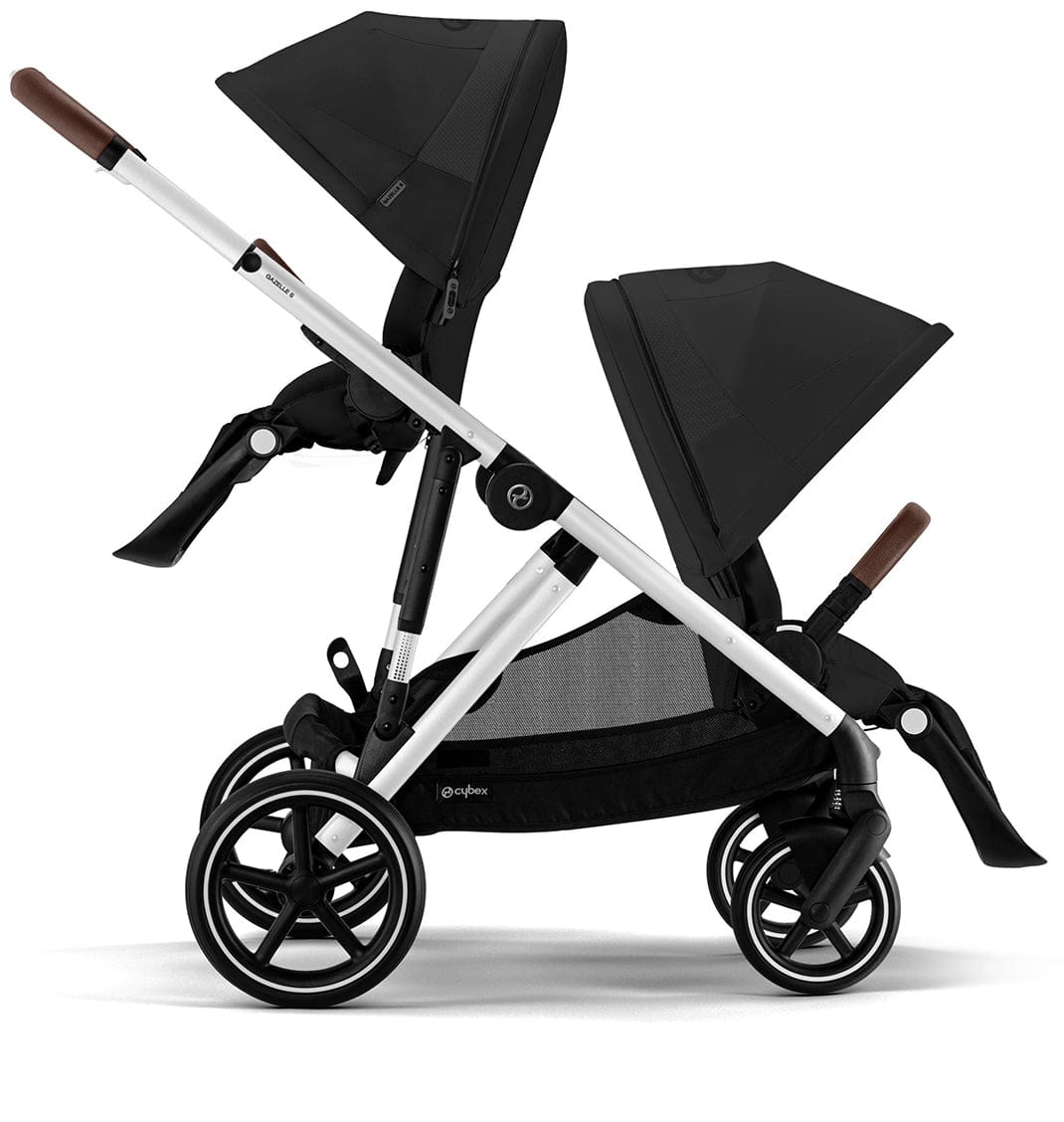 Cybex Gazelle S 2 Double Stroller + Aton 2 Travel System Bundle - Black Frame / Moon Black / Lavastone Black - DBL-TS-522002357
