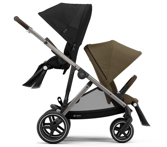 Cybex Gazelle S Double Stroller Bundle - Classic Beige / Moon Black (Taupe Frame) - 520003563-522004819