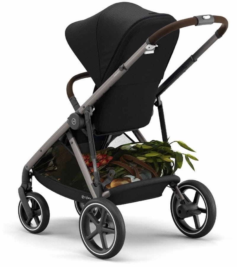 Cybex Gazelle S Double Stroller Bundle - Deep Black / Moon Black (Taupe Frame) - 520003561-522004819
