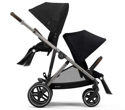 Cybex Gazelle S Double Stroller Bundle - Deep Black / Moon Black (Taupe Frame)