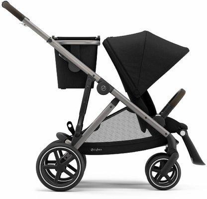 Cybex Gazelle S Double Stroller Bundle - Soho Grey / Moon Black (Taupe Frame) - 520003559-522004819