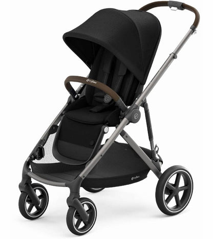 Cybex Gazelle S Double Stroller Bundle - Deep Black / Moon Black (Taupe Frame)