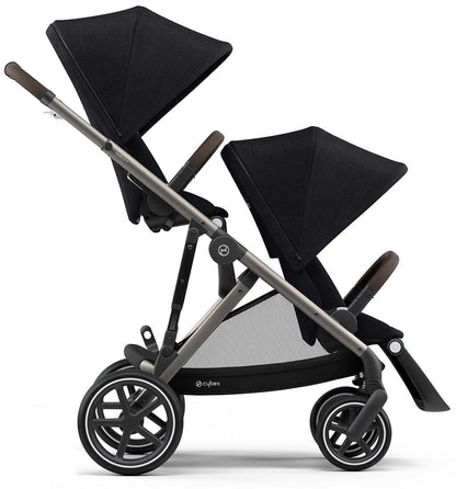 Cybex Gazelle S Double Stroller Bundle - Soho Grey / Moon Black (Taupe Frame) - 520003559-522004819