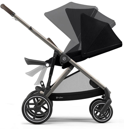 Cybex Gazelle S Double Stroller Bundle - Soho Grey / Moon Black (Taupe Frame) - 520003559-522004819