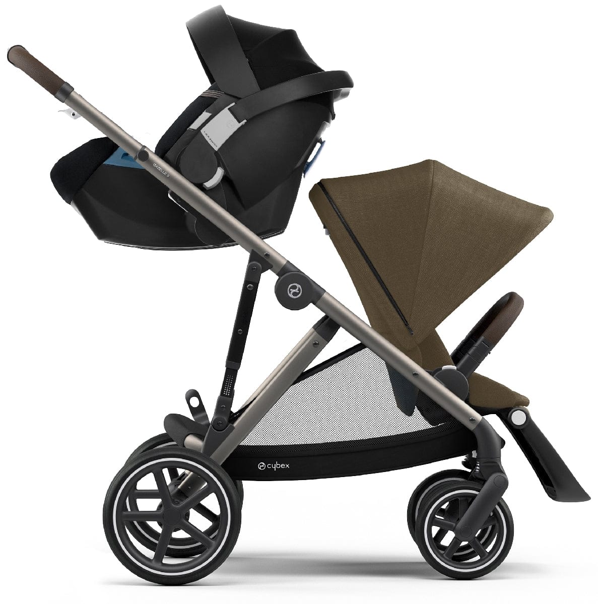 Cybex Gazelle S Double Stroller - Classic Beige (Taupe Frame) - 520003563-520003573