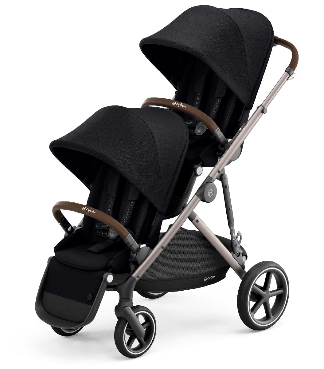 Cybex Gazelle S Double Stroller - Deep Black (Taupe Frame) - 520003561-520003571