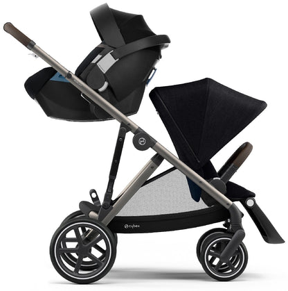 Cybex Gazelle S Double Stroller - Deep Black (Taupe Frame) - 520003561-520003571