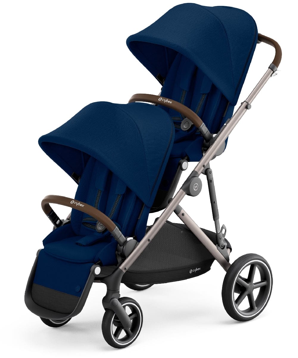 Cybex Gazelle S Double Stroller - Navy Blue (Taupe Frame) - 520003557-520003567