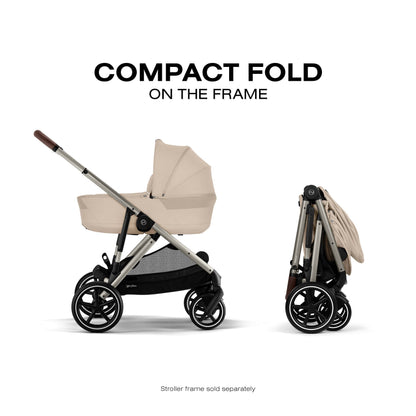 Cybex eGazelle S Electronic Assist Stroller + Fold Cot Bundle - Almond Beige / Black Frame