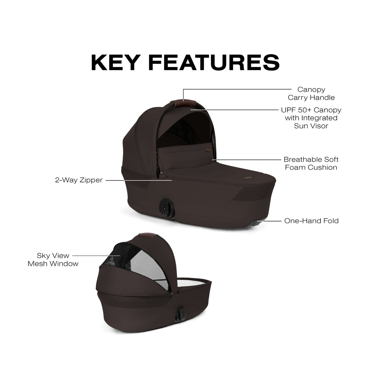 Cybex Gazelle S Fold Cot - Chocolate Brown