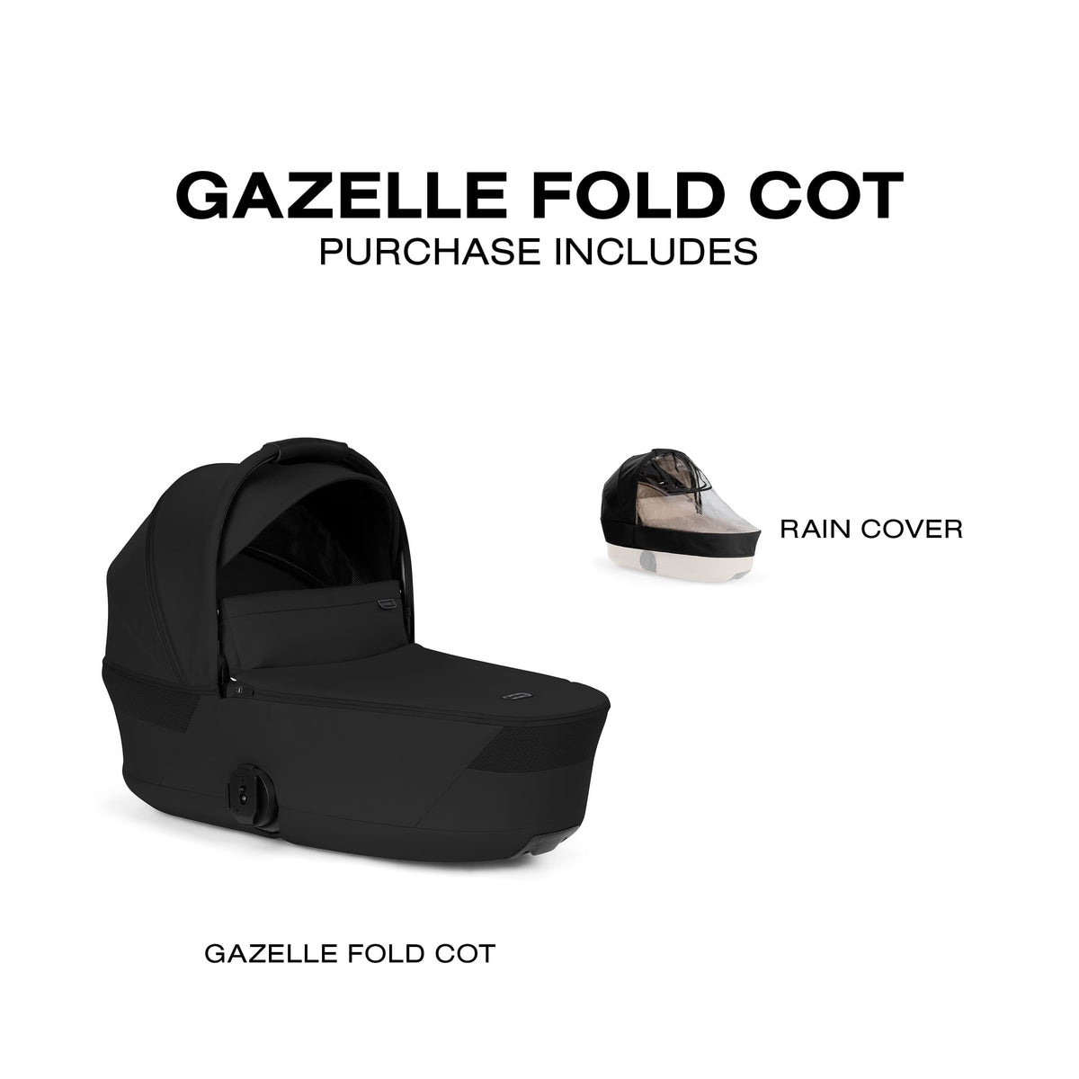 Cybex Gazelle S Fold Cot - Moon Black
