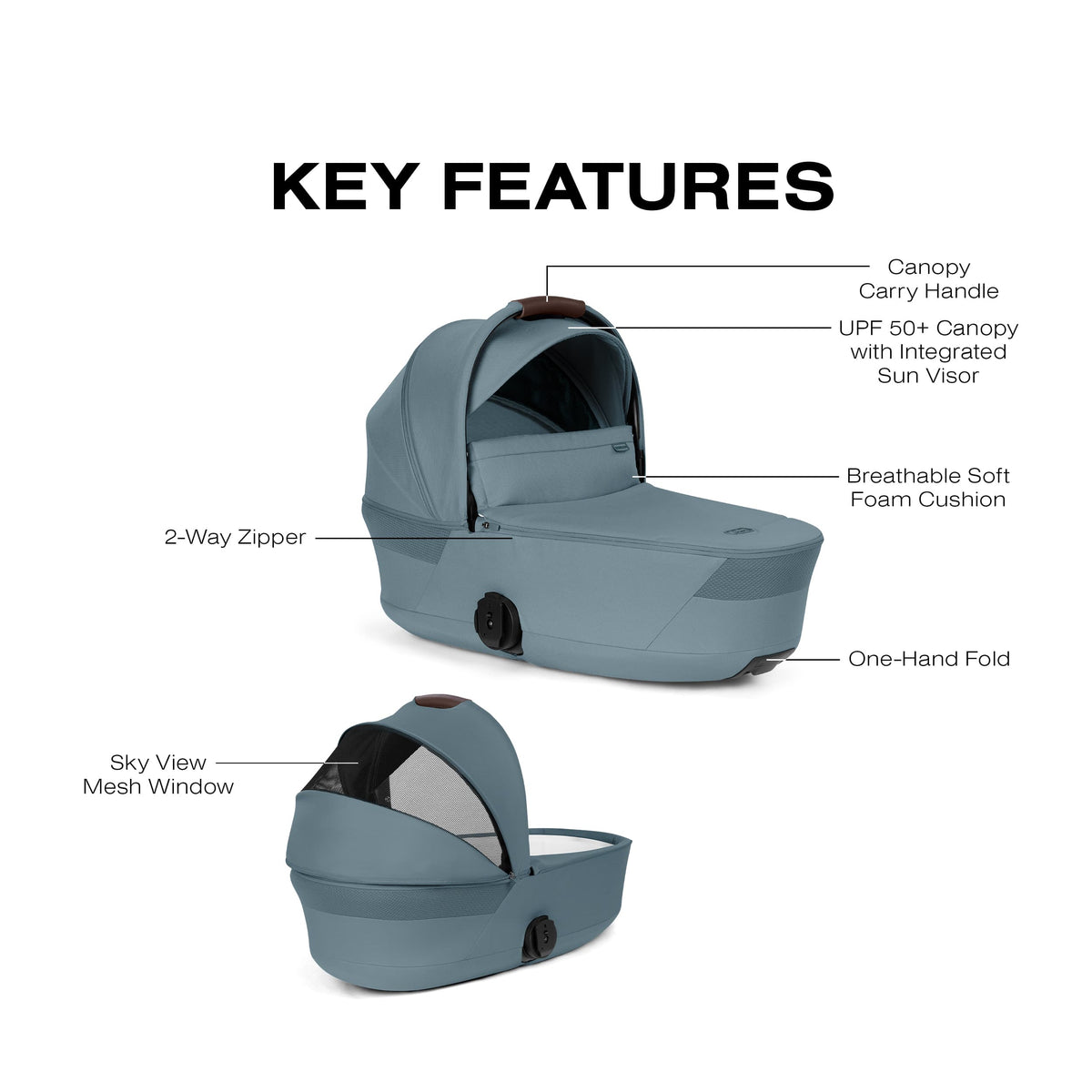 Cybex Gazelle S Fold Cot - Stormy Blue
