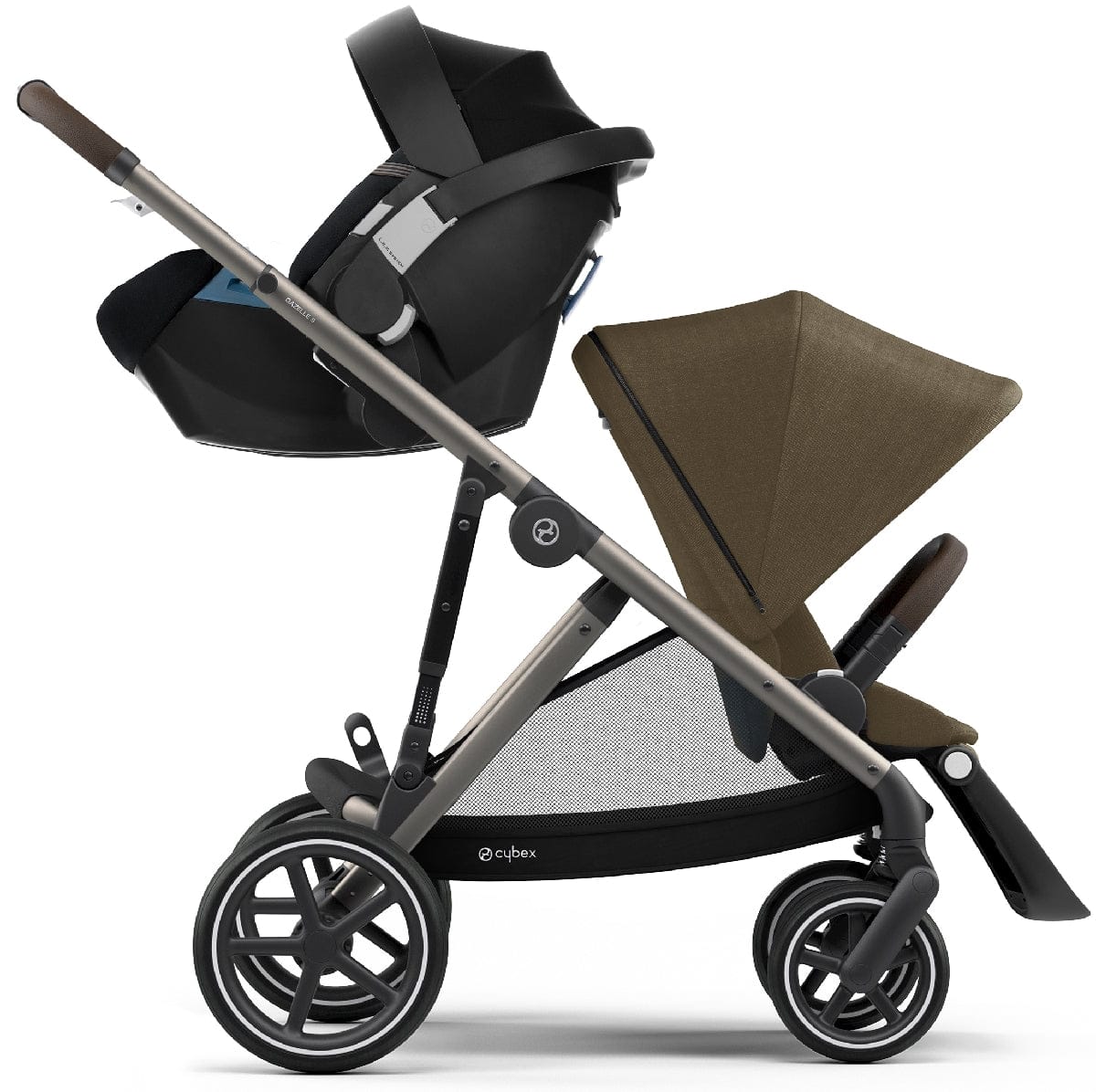 Cybex Gazelle S Single-to-Double Stroller - Classic Beige (Taupe Frame) - 520003563