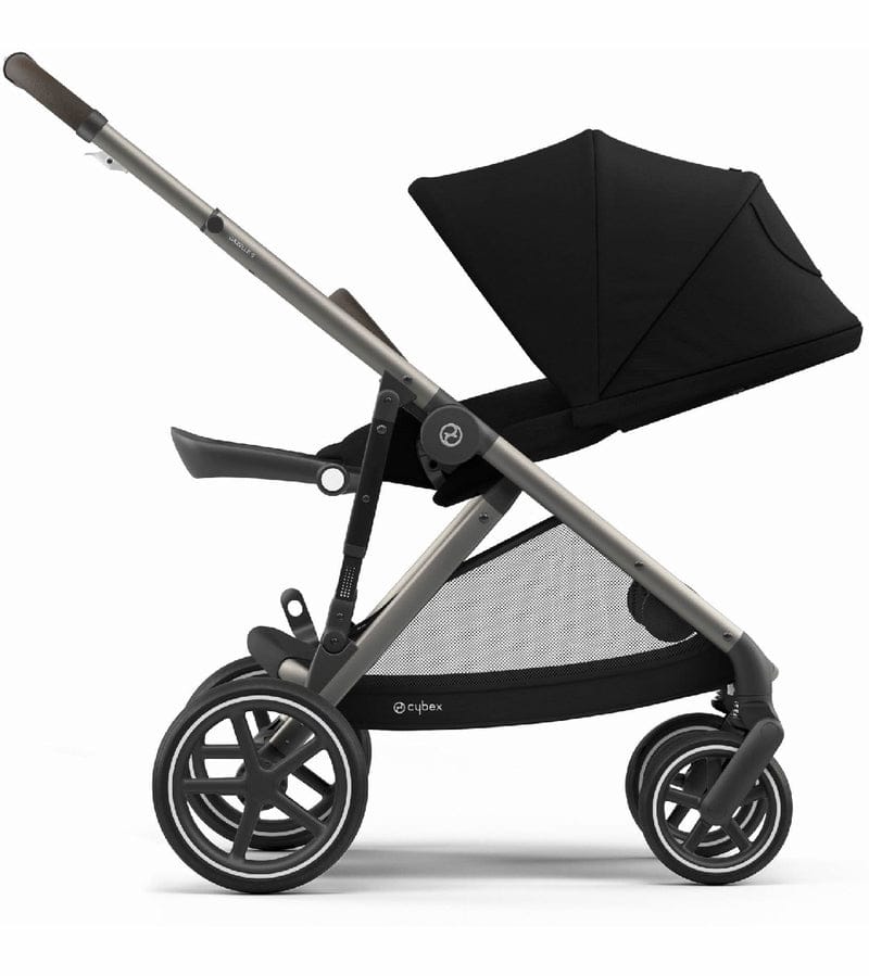 Cybex Gazelle S Single-to-Double Stroller + Cot Bundle - Navy Blue / Moon Black (Taupe Frame) - 520003557-522002381