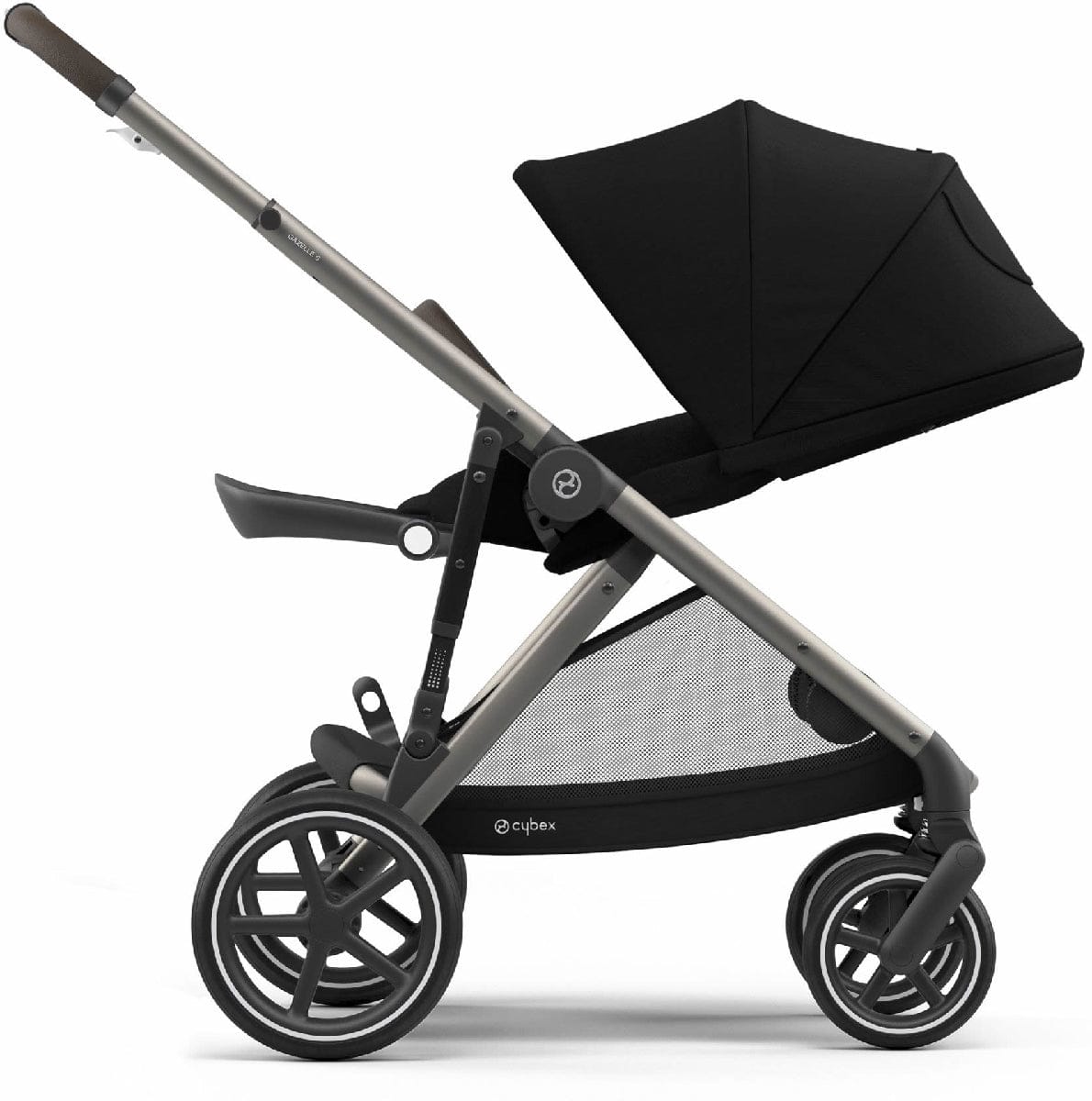 Cybex Gazelle S Single-to-Double Stroller - Deep Black (Taupe Frame) - 520003561
