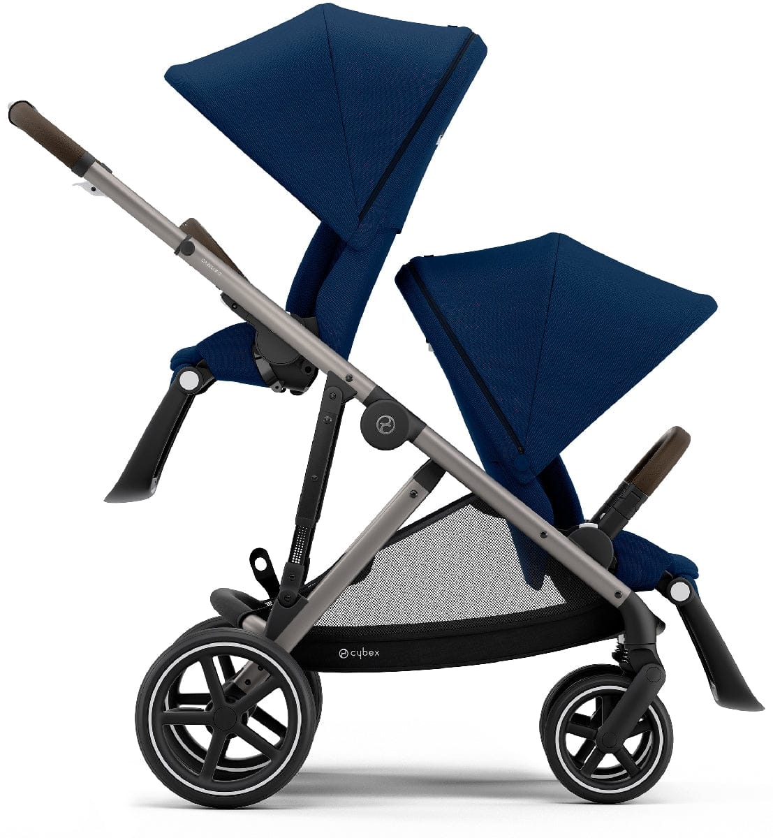 Cybex Gazelle S Single-to-Double Stroller - Navy Blue (Taupe Frame) - 520003557
