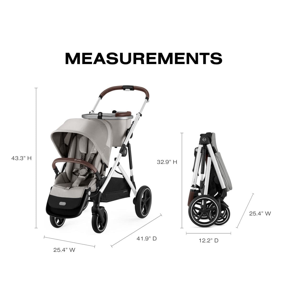 Cybex Gazelle S Single-to-Double Stroller - Silver Frame / Stone Grey - 524001295