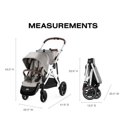 Cybex Gazelle S Single-to-Double Stroller - Silver Frame / Stone Grey - 524001295