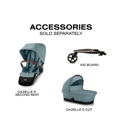 Cybex Gazelle S Single-to-Double Stroller - Taupe Frame / Sky Blue - 522002365