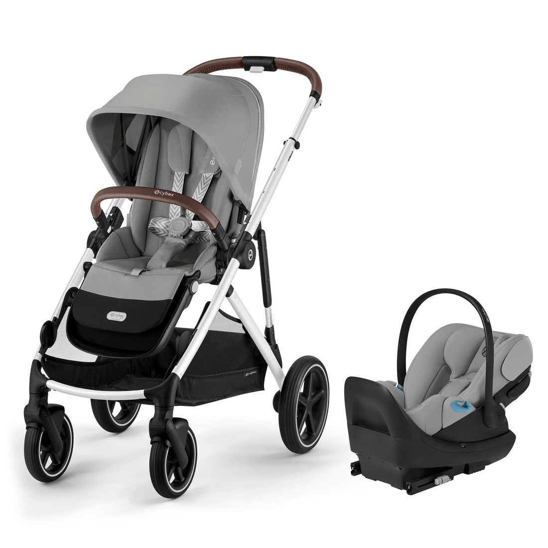 Cybex Gazelle S Stroller + Cloud G Pro Travel System Bundle - Silver Frame / Stone Grey - 525001163